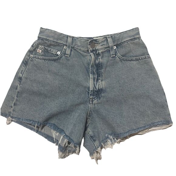 Womens Denim Jean Shorts 29R By AG Alexxis High Waist Y2K vibe Cutoff Distressed - Picture 1 of 9